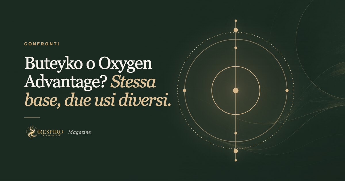 Simbolo dell'oro su fondo verde: copertina del confronto tra Buteyko e Oxygen Advantage