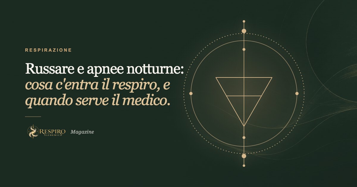 Triangolo della terra in oro su fondo verde: copertina dell'articolo su russare e apnee notturne